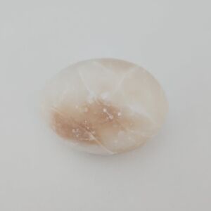 Vintage Hand Carved Alabaster Stone Cream and Tan Egg